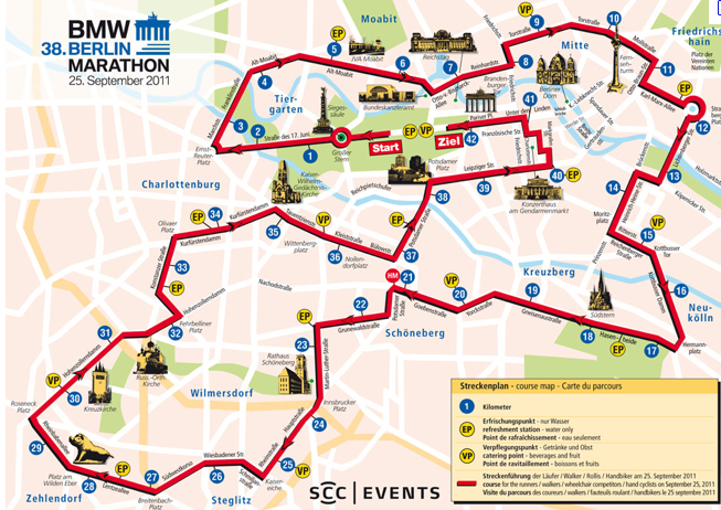 parcours marathon de Berlin 2011