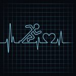 Heartbeat make running man symbol stock vector