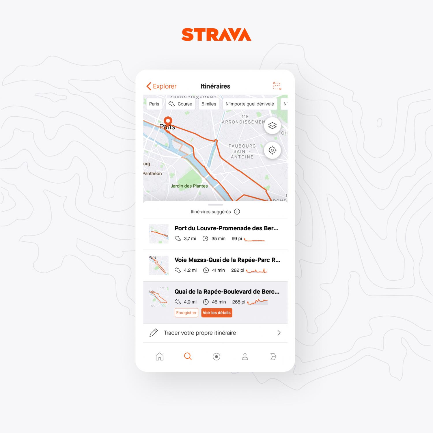 La nouvelle fonctionnalité "itinéraires" de STRAVA U Run